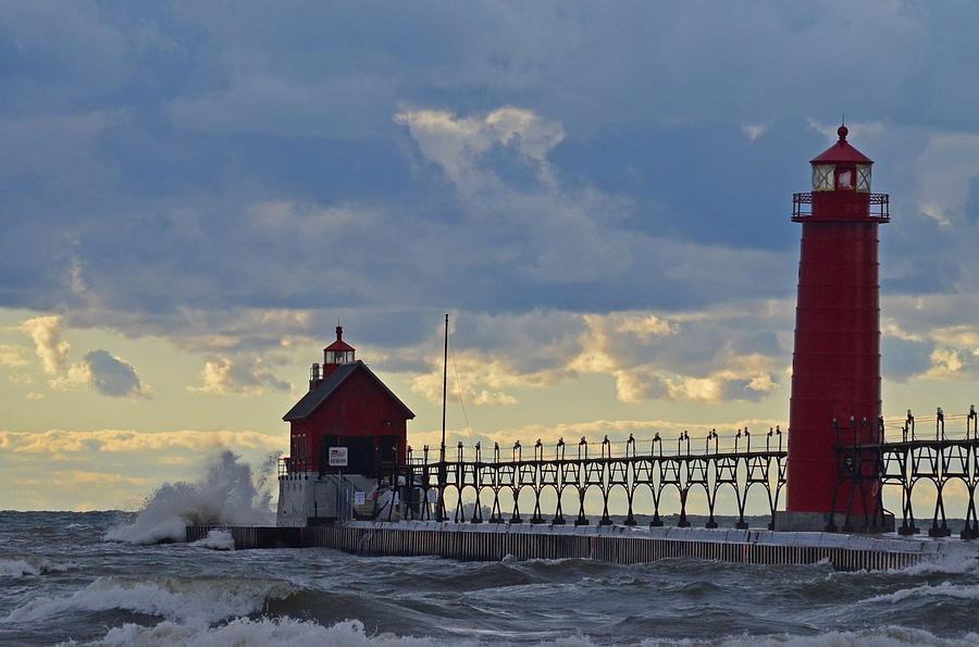 Lighthouse Photograph - Grand Haven Light by Laura Lyster