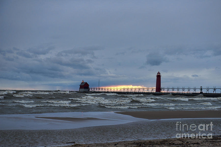 Grand Haven Lighthouse Dusk Photograph by David Arment