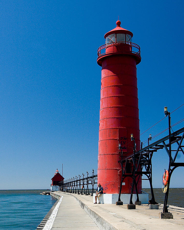 Grand Haven Pier lights Photograph by Ward McGinnis - Fine Art America