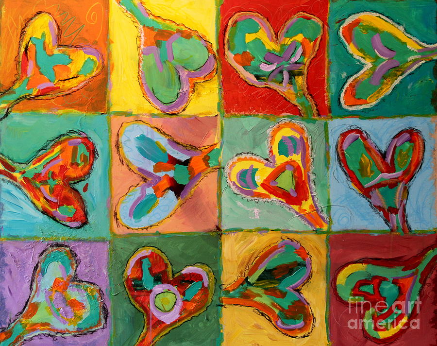 Bright Hearts Painting - Grand Hearts by Kelly Athena Bright Hearts Painting - Grand Hearts by Kelly Athena