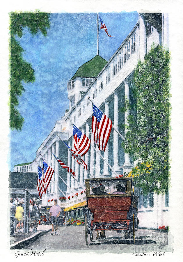 Horse Painting - Grand Hotel Carriage-Watercolor by Candace West