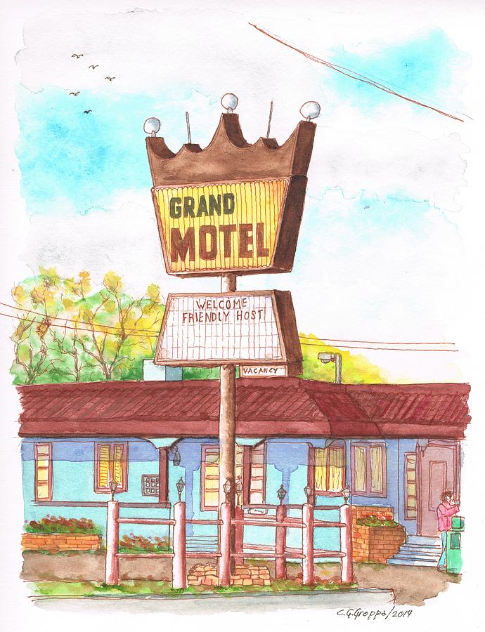 Grand Motel in Route 66, Williams, Arizona Painting by Carlos G Groppa