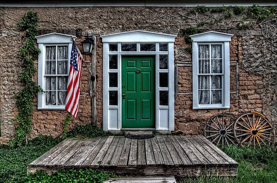 Brick Photograph - Grand Old Flag and Porch by Ken Smith