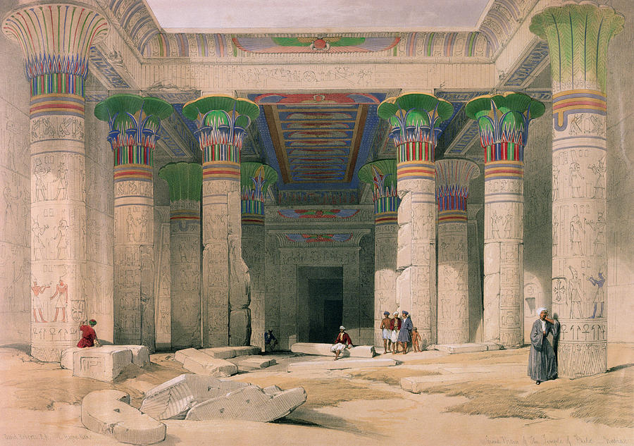 David Roberts Painting - Grand Portico Of The Temple Of Philae, Nubia, From Egypt And Nubia, Engraved By Louis Haghe 1806-85 by David Roberts