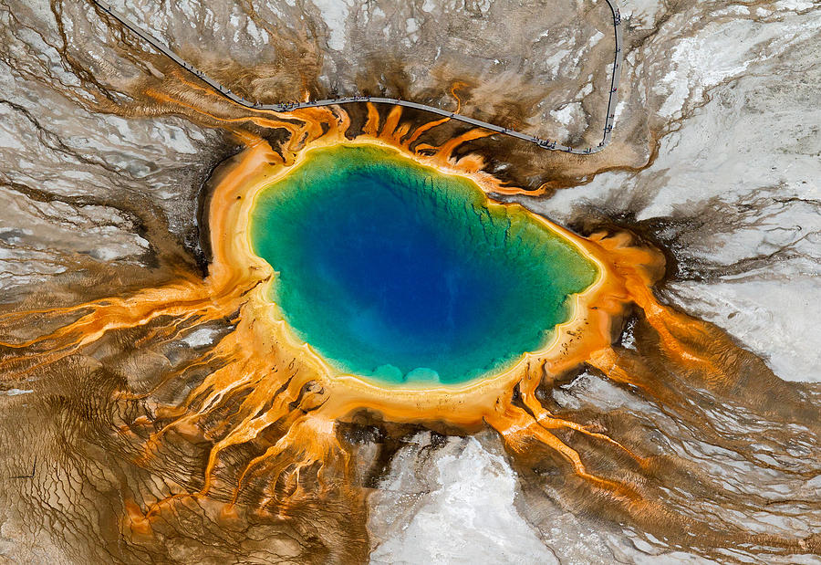 Yellowstone National Park Photograph - Grand Prismatic Spring Overhead by Max Waugh