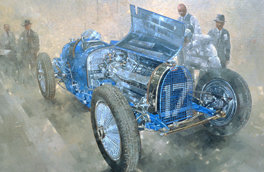 Car Painting - Grand Prix Bugatti by Peter Miller