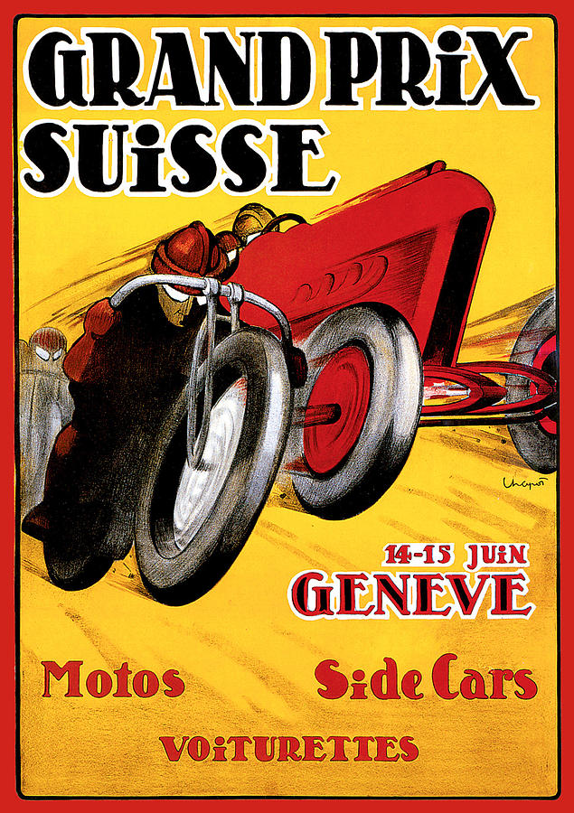 Grand Prix Suisse Geneve Painting by Vintage Automobile Ads and Posters