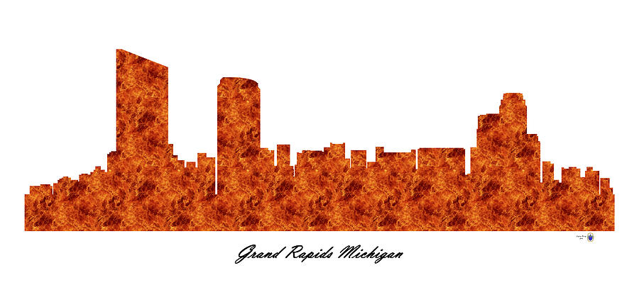 Grand Rapids Michigan Raging Fire Skyline Digital Art by Gregory Murray