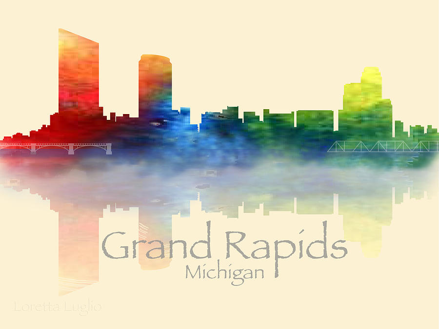 Grand Rapids Michigan Skyline Digital Art by Loretta Luglio