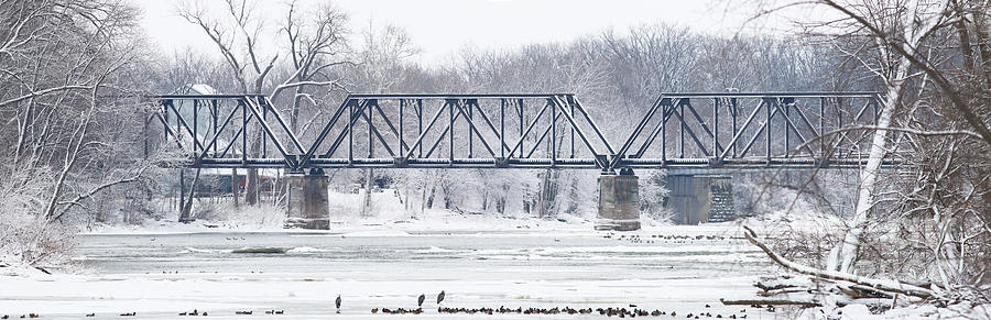 Grand Rapids Railroad Bridge Panorana Photograph by Jack Schultz