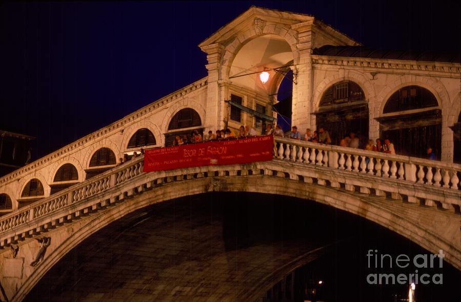 Bridge Photograph - Grand Rialto at Night - Venezia - Italy by Anna Lisa Yoder