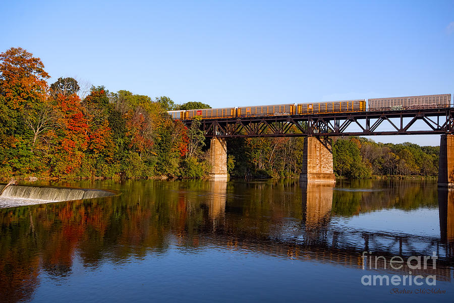 Grand River Autumn Freight Train Photograph by Barbara McMahon