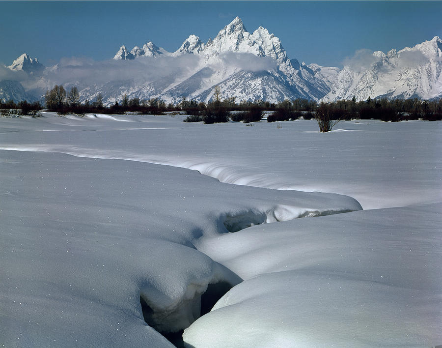 1M9304-E-Grand Teton from Jackson Hole, winter, H Photograph by Ed  Cooper Photography
