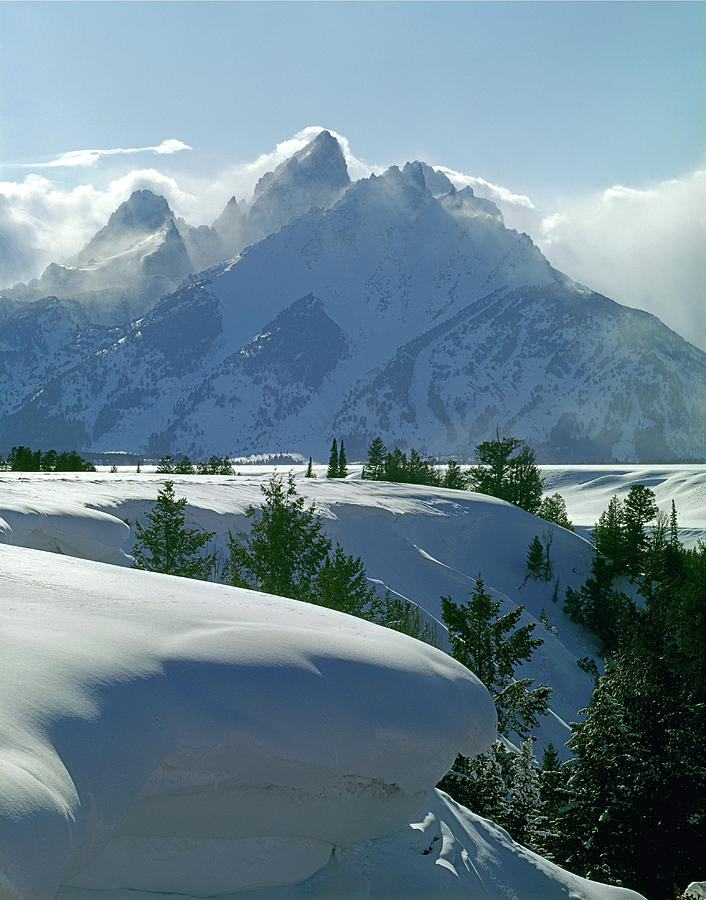 1M9338-Grand Teton in Misty Winter Photograph by Ed  Cooper Photography