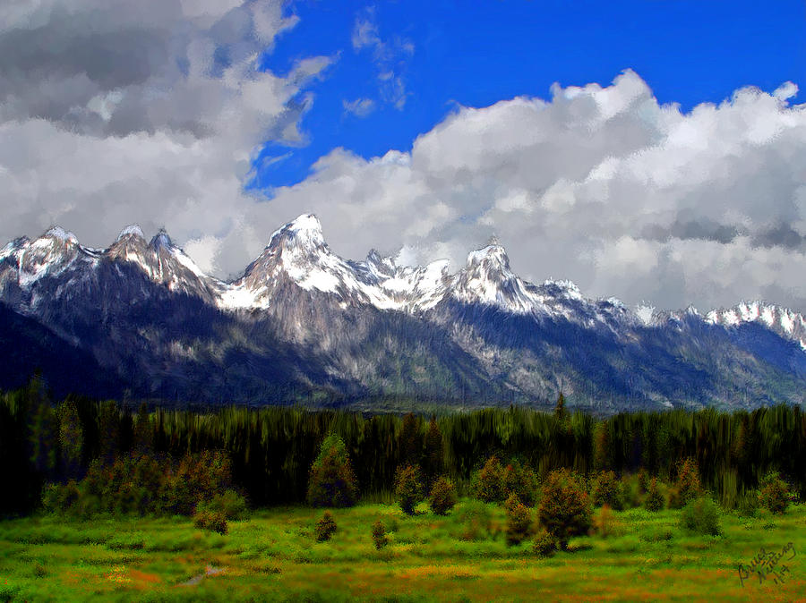 Grand Teton Mountains Painting by Bruce Nutting