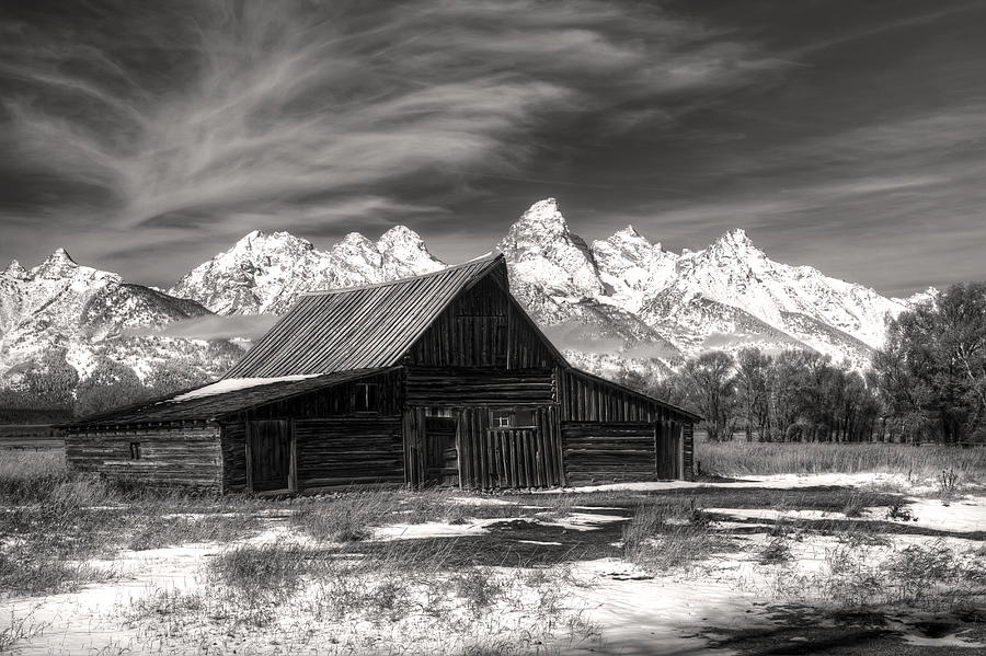 Grand Teton National Park Moulton Barn in Black and White Photograph by Pierre Leclerc Photography