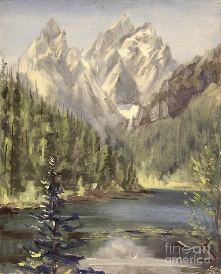 Grand Tetons - Jenny Lake 1937 Painting by Art By Tolpo Collection