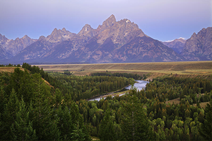 Grand Tetons Morning at the Snake River Overview Photograph by Alan Vance Ley