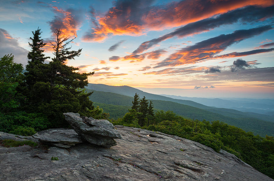 Grandfather Mountain Blue Ridge Parkway Nc Beacon Heights At Sunrise Photograph