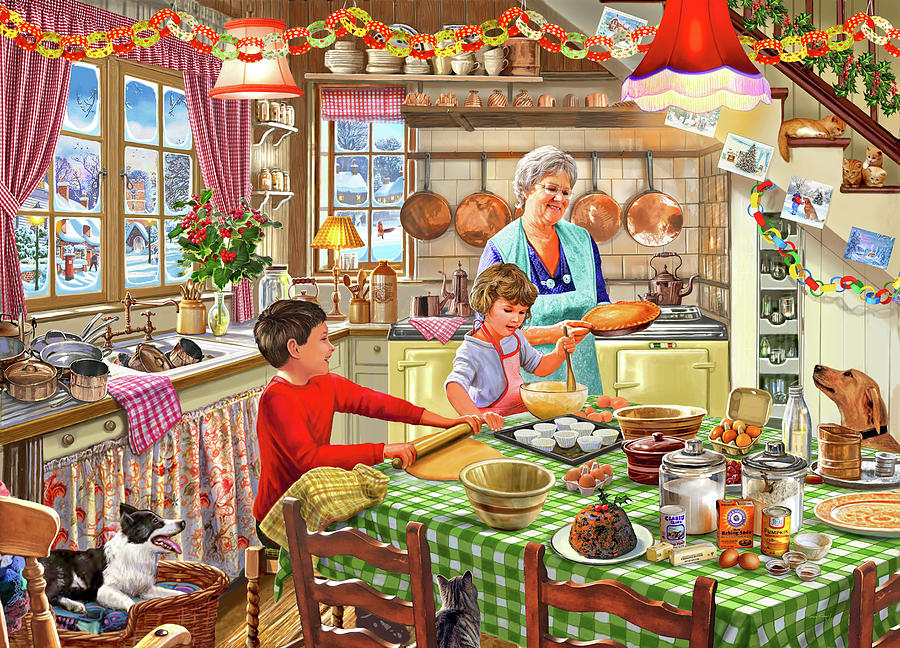 Egg Painting - Grandma Christmas Baking by MGL Meiklejohn Graphics Licensing