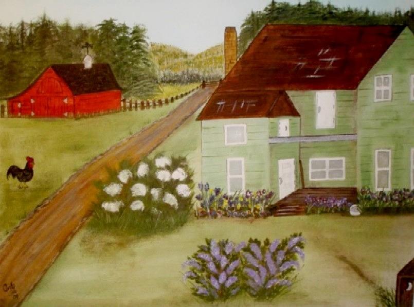Grandmas Farm Painting by Cindy Micklos