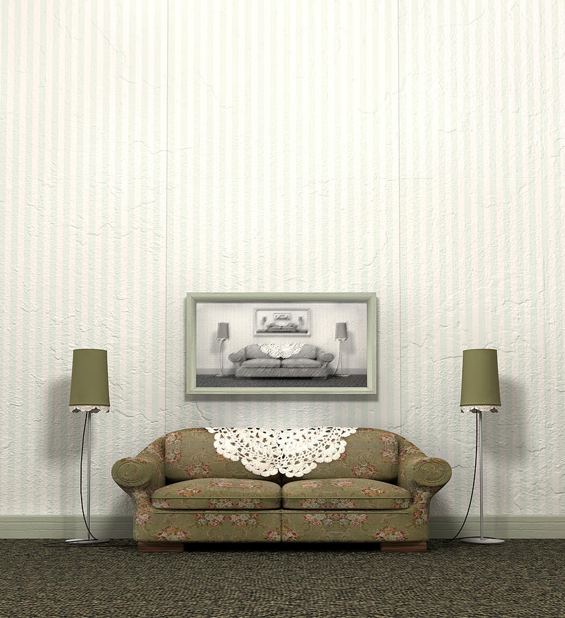 Vintage Digital Art - Grandmas Old Sofa by Allan Swart