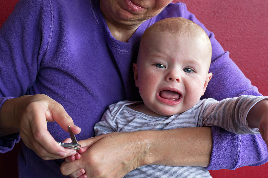 Denver Photograph - Grandmother Cuts Babys Fingernails by Jim West