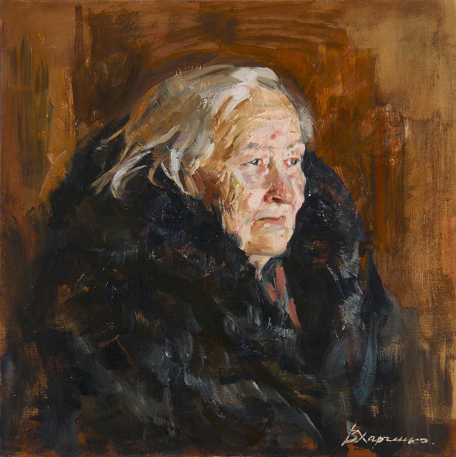 Portrait Painting - Grandmother by Victoria Kharchenko