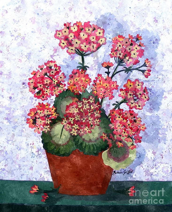 Grandmothers Geraniums in Watercolor Painting by Barbara A Griffin