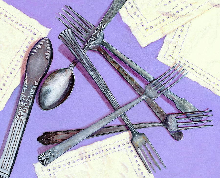 Fork Painting - Grandmothers Silver by Karyn Robinson