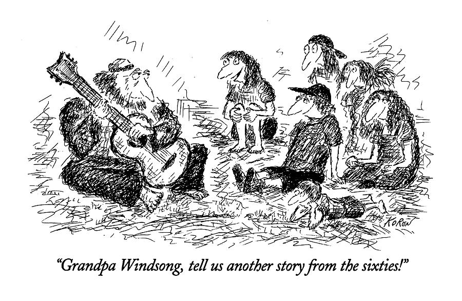 Grandpa Windsong Drawing by Edward Koren