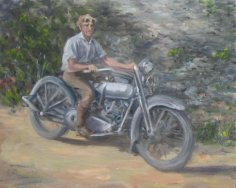 Grandpas Harley Painting by Connie Schaertl