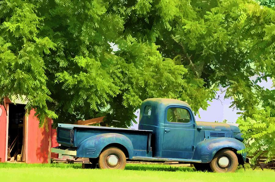 Grandpas Old Blue Work Truck Photograph by Jan Amiss Photography