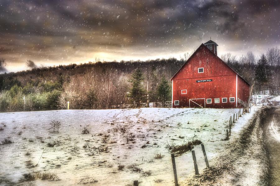 Grand View Farm - Vermont Red Barn Photograph by Joann Vitali