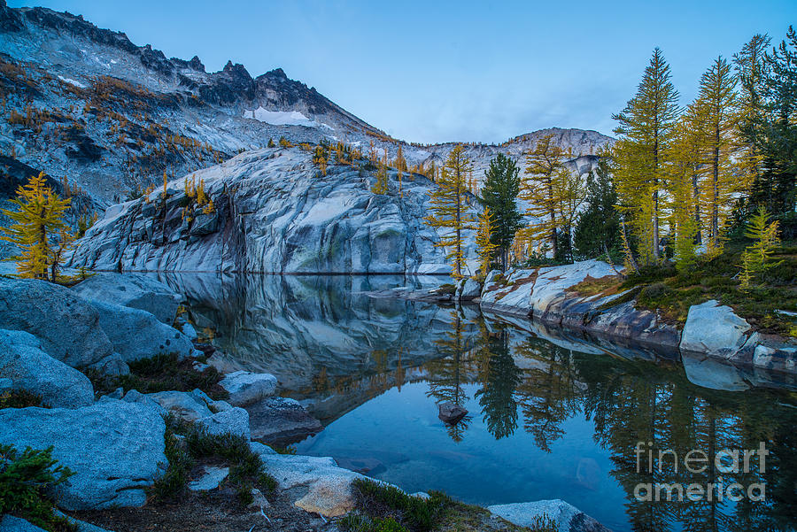 Enchantments Photograph - Granite and Fall Larches by Mike Reid