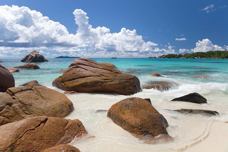 Granite Boulders On The Shore At Anse Photograph by David C Tomlinson