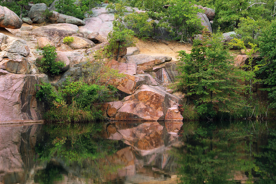 Nature Photograph - Granite Quarry and Reflections in the Missouri Ozarks by Greg Matchick
