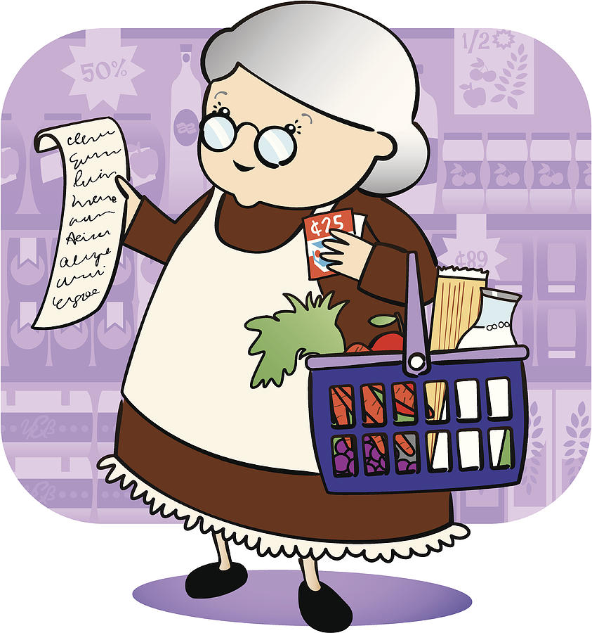 Granny Grocery Shopping Drawing by Dutchkris