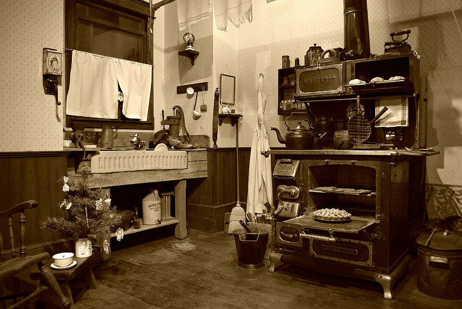 Grannys Kitchen - sepia Photograph by Marilyn Wilson