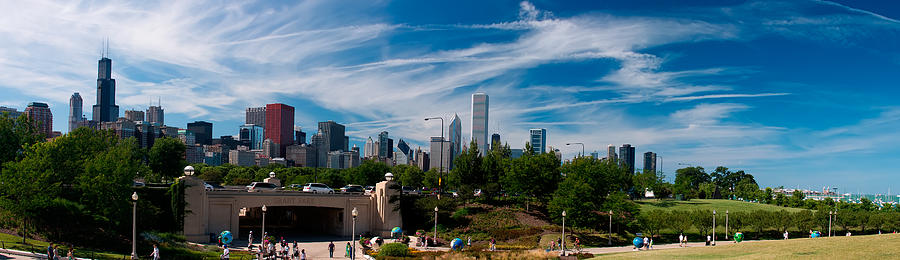 Grant Park Chicago Skyline Panoramic Photograph by Adam Romanowicz