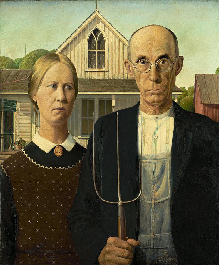 Chicago Painting - Grant Wood American Gothic 1930 by Movie Poster Prints