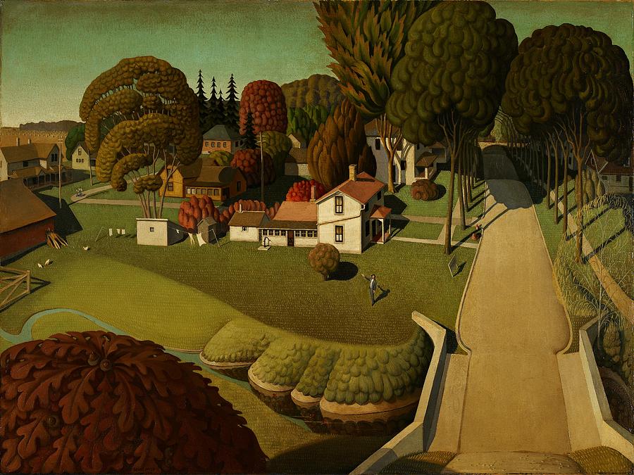 Pattern Painting - Grant Wood Birthplace of Herbert Hoover 1931 by Movie Poster Prints