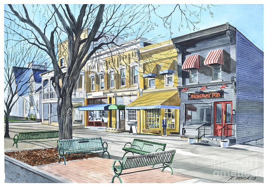 Granville Ohio Benches and Branches Painting by Rick Mock