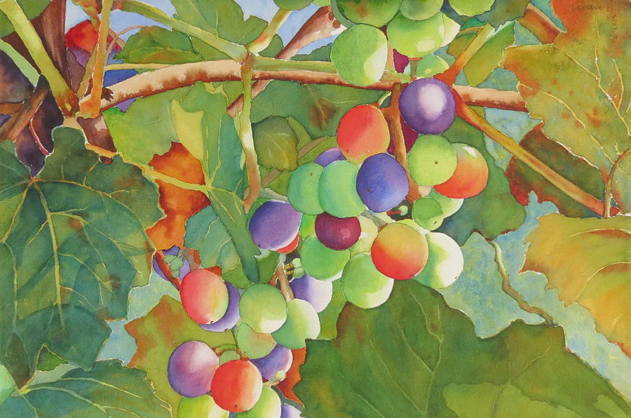 Grape Fusion Painting by Judy Mercer