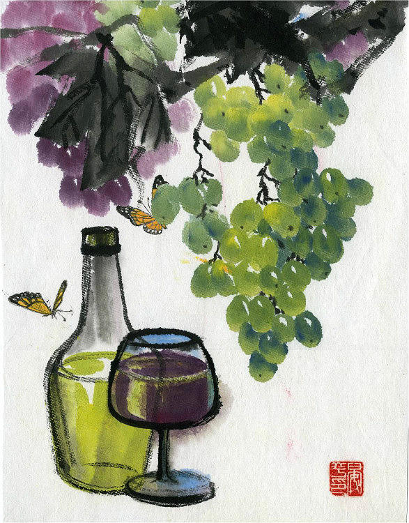 Grape Painting by Ping Yan