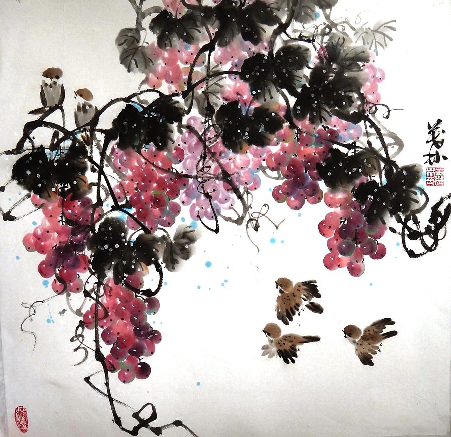 Grape Painting - Grape Works 2 by Mao Lin Wang