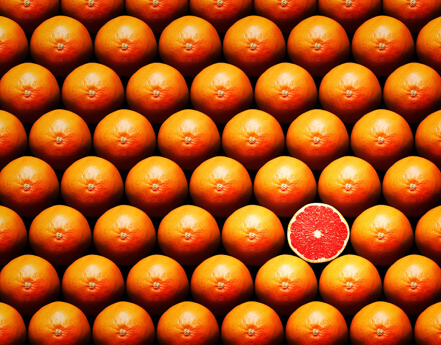 Unique Photograph - Grapefruit slice between group by Johan Swanepoel