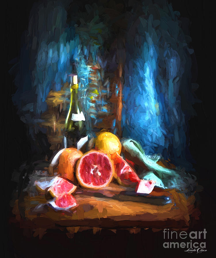 Grapefruit Still Life Digital Art by Linda Olsen