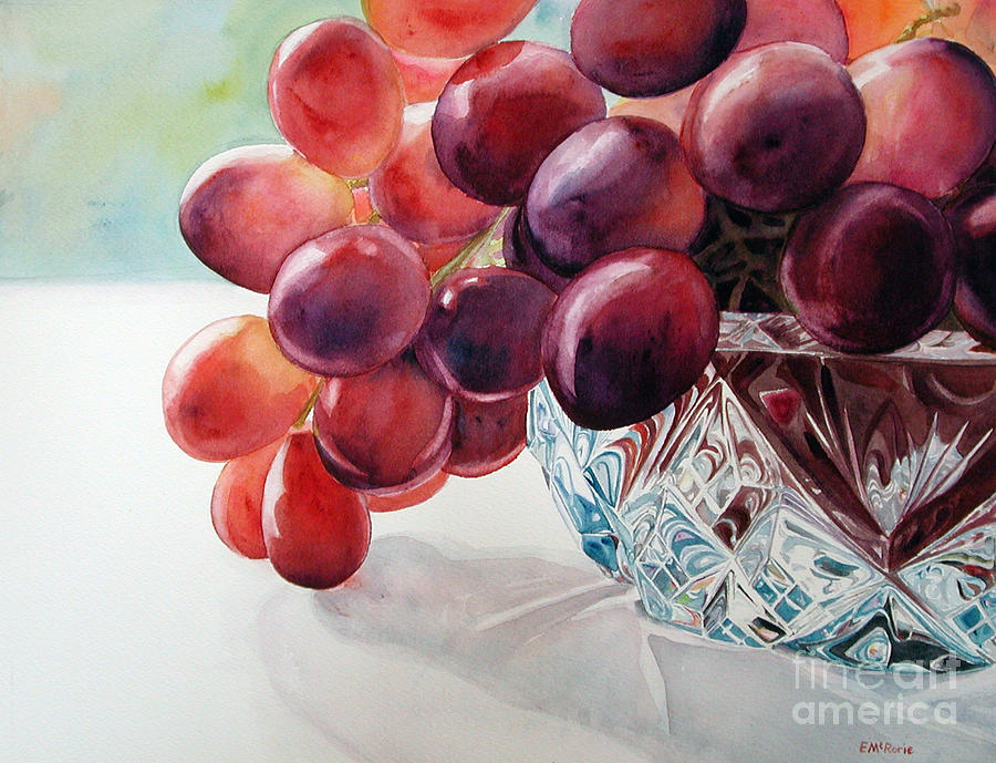 Still Life Painting - Grapes and Crystal 1 by Elizabeth  McRorie