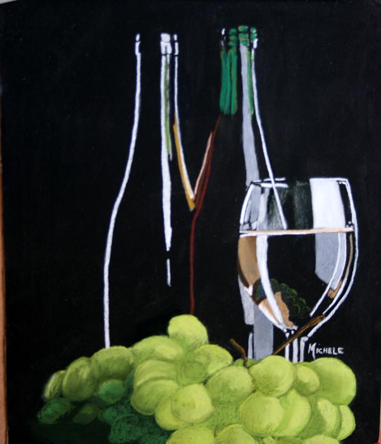 Grapes and Glass Pastel by Michele Turney